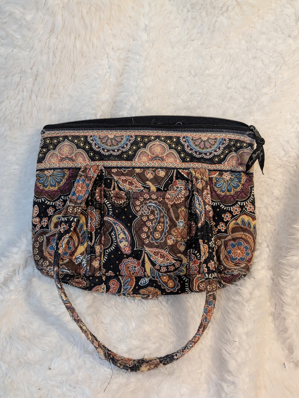 Vera Bradley Quilted Paisley Tote Bag in Black and Brown